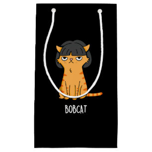 Bobcat Funny Cat Bob Hair Puff Dark BG Kleine Geschenktüte