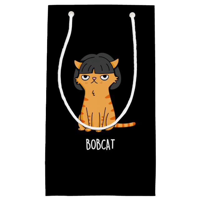 Bobcat Funny Cat Bob Hair Puff Dark BG Kleine Geschenktüte (Vorderseite)