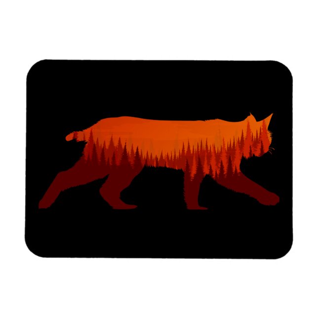 Bobcat Lynx Forest Tree Landschaft Wilderness Sun Magnet (Horizontal)