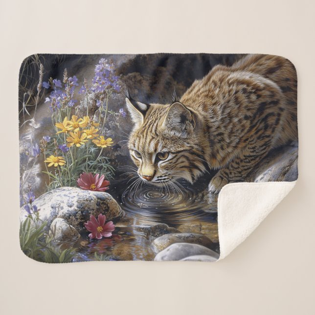 Bobcat mit Wildblumen Landschaftlich Art Sherpadecke (Vorderseite (Horizontal))