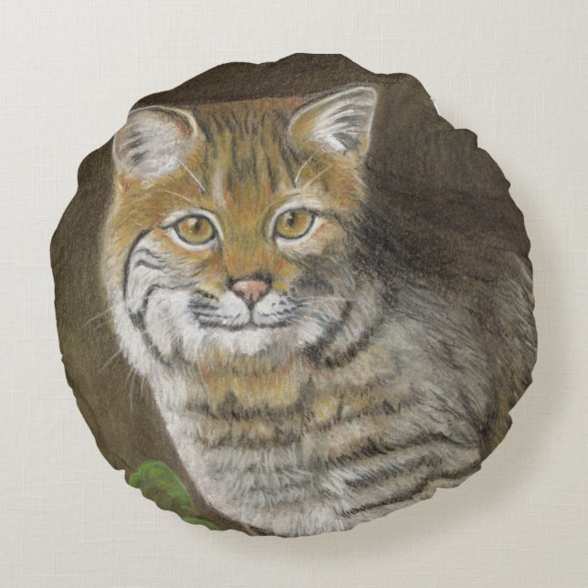 Bobcat Rundes Kissen (Rückseite)