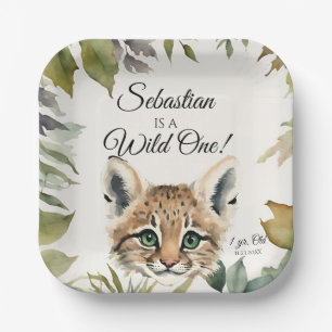 Bobcat Wild One Woodland Animal Birthday Party Pappteller