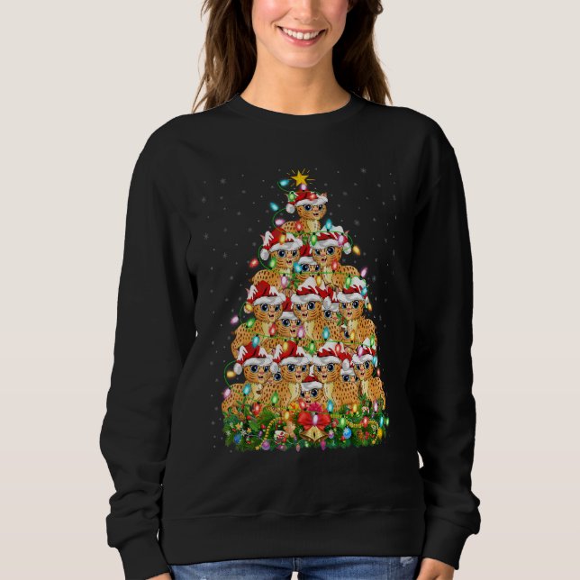 Bobcat   Xmas Lights Santa Bobcat Christmas Tree Sweatshirt (Vorderseite)