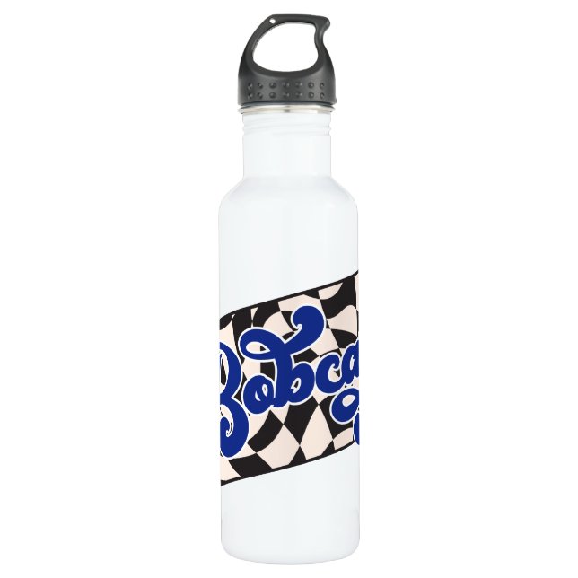 Bobcats Checkerboard Water Bottle: Blue Edelstahlflasche (Vorderseite)