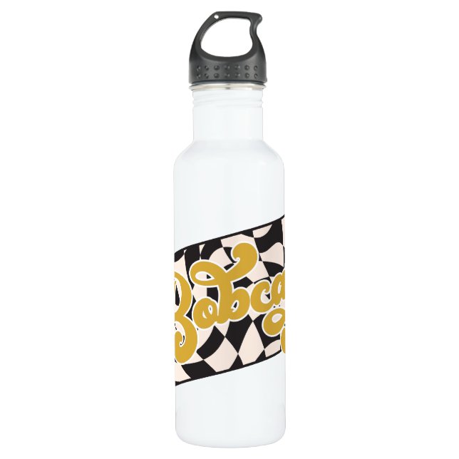 Bobcats Checkerboard Water Bottle: Gold v2 Edelstahlflasche (Vorderseite)