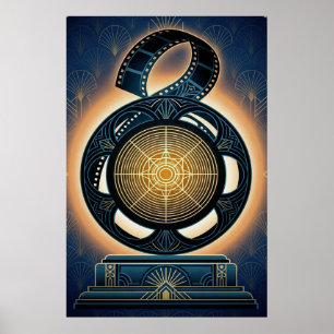 Bobine de film Art Déco Or et Bleu Minuit