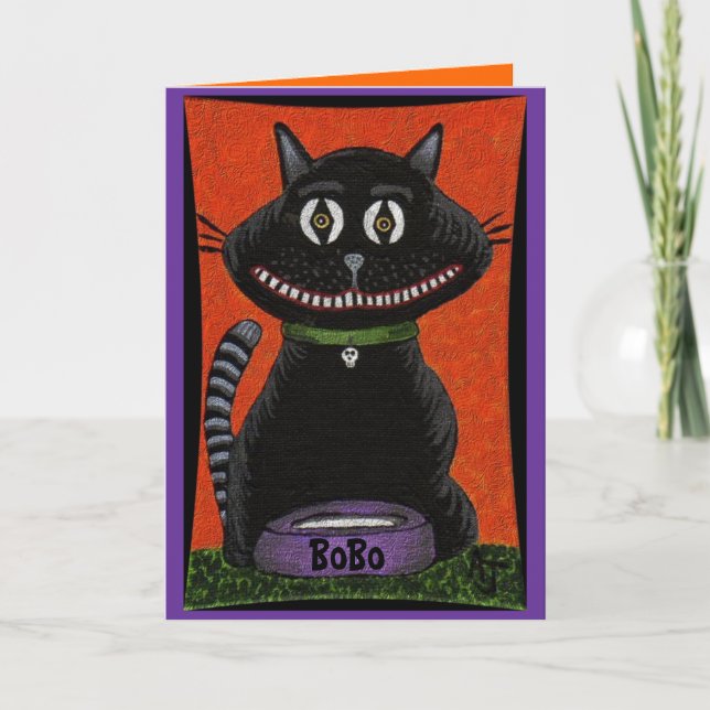 Bobo die Halloween-Katze - Grußkarte (2) Karte (Vorderseite)