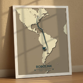 Bobolink Migration Map - Minimalistisch Vintag Poster
