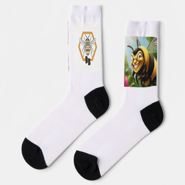 Bob's Bees Evil Smile Bee Sokken Socken (Linkes Detail)