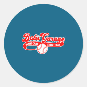 Bobs Garage Baseball Team Runder Aufkleber