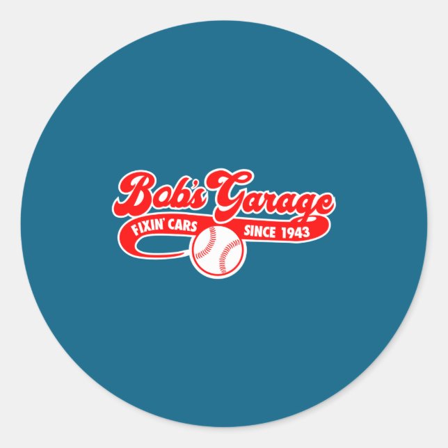 Bobs Garage Baseball Team Runder Aufkleber (Vorderseite)