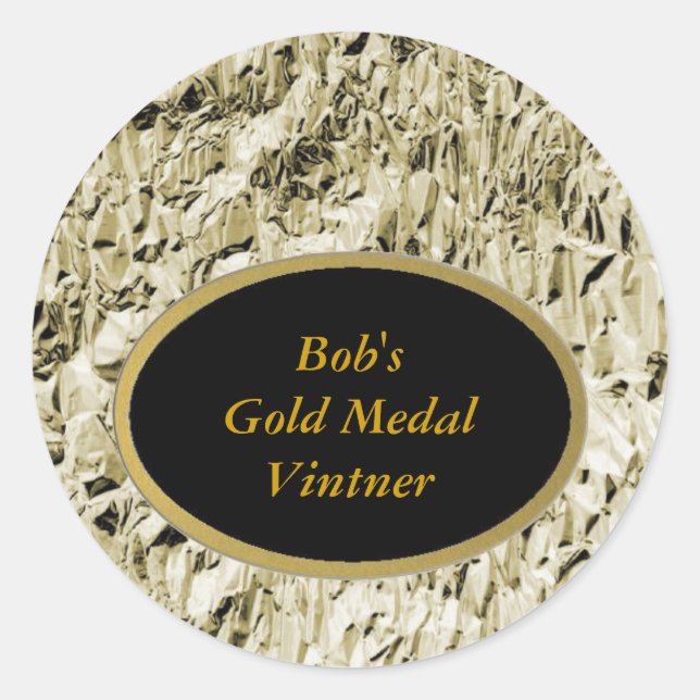 Bobs Goldmedaille Vintner Weinetiketten Runder Aufkleber (Vorderseite)