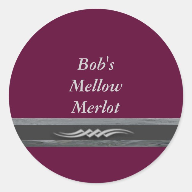 Bobs Mellow Merlot Weinetiketten Runder Aufkleber (Vorderseite)
