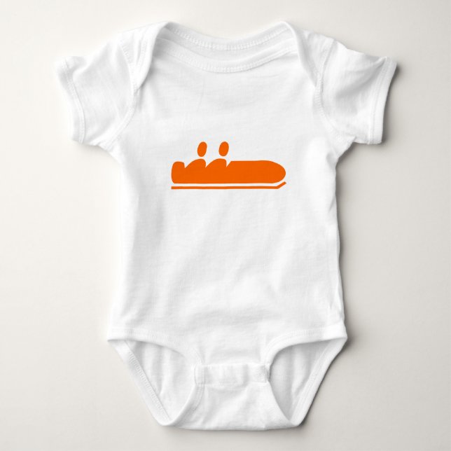 Bobsled - Orange Baby Strampler (Vorderseite)
