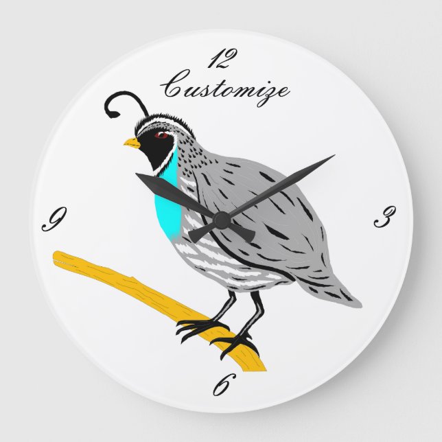 Bobwhite Blue-throated Quail Thunder_Cove Große Wanduhr (Vorderseite)