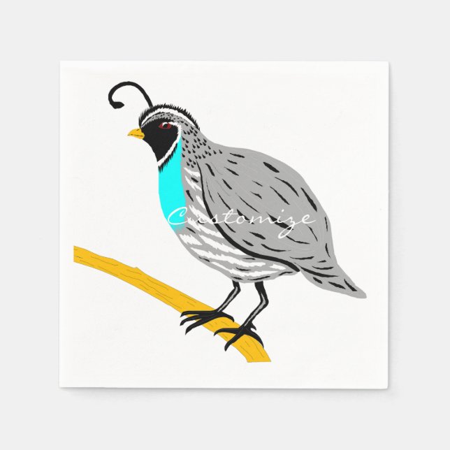 Bobwhite Blue-throated Quail Thunder_Cove Serviette (Vorderseite)