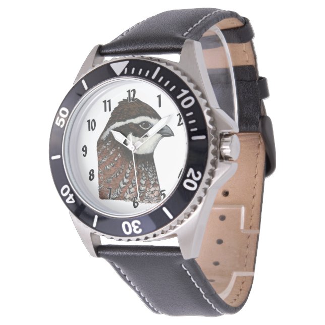 Bobwhite Quail Head Armbanduhr (Schrägansicht)