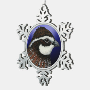 Bobwhite-Wachtel-Kopfkreis Schneeflocken Zinn-Ornament