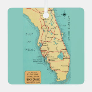 Boca Grande Useppa Florida Karte Ornament Aus Metall