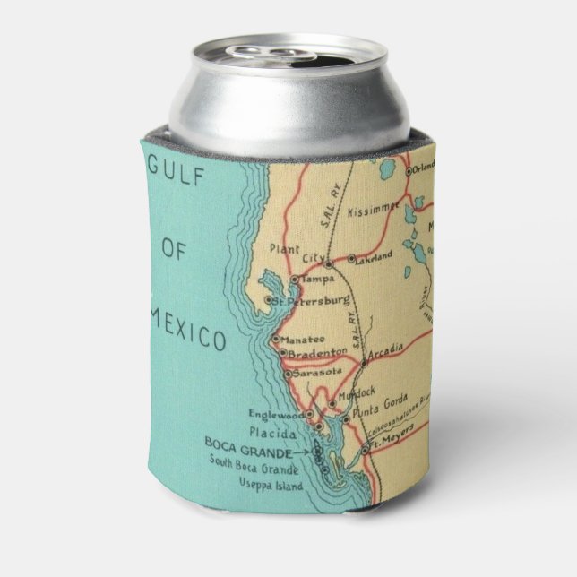 Boca Grande. Useppa Map Can Cooler Dosenkühler (Kanne Rückseite)