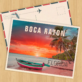 Boca Raton Florida Palm Tree Beach Vintag in den 6 Postkarte