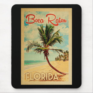 Boca Raton Florida Palm Tree Beach Vintage Reisen Mousepad