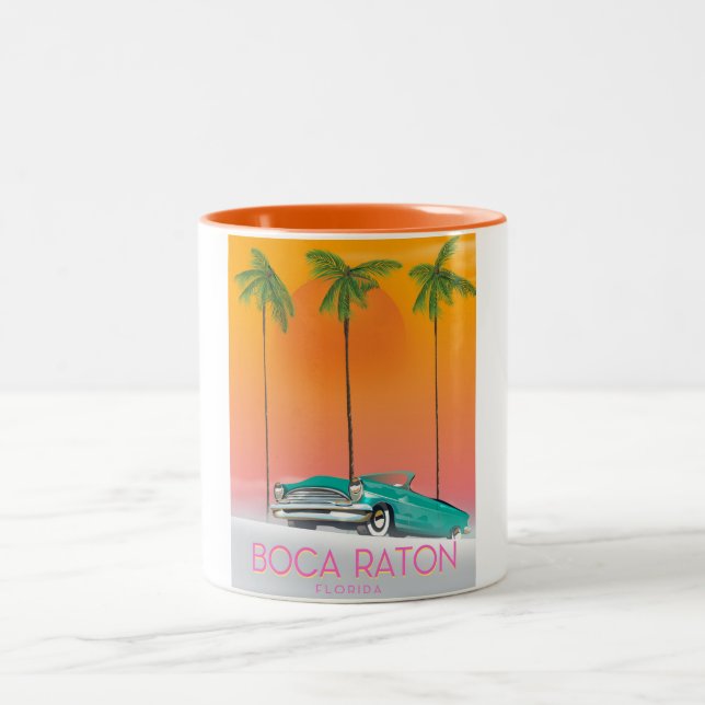 Boca Raton Florida Reiseplakat. Zweifarbige Tasse (Mittel)