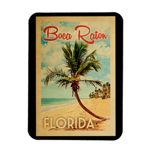 Boca Raton Magnet Floride Palm Tree Beach Vintage