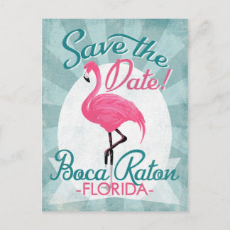 Boca Raton Save the Date Pink Flamingo Ankündigungspostkarte