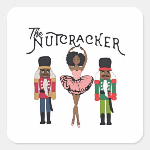 Boca Raton Schwarzer Nussknacker Lustiger Weihnach Quadratischer Aufkleber