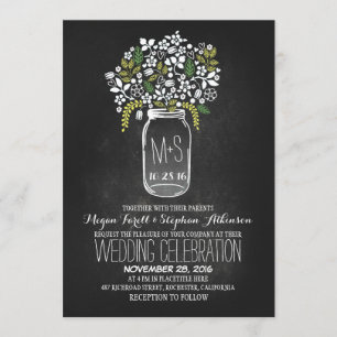 bocal de mason floral chalkboard invitations de ma