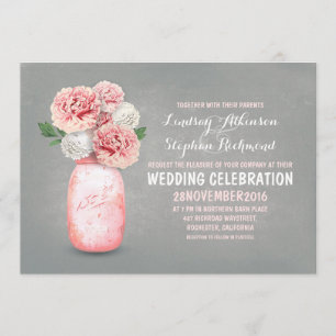 Bocal de mason peint invitations de mariage rustiq