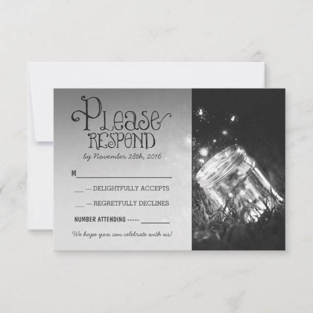 bocal mason luciole mariage rustique jardin RSVP (Devant)