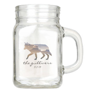 Bocal Mason Lunettes de toilette Russe Mariage Wolf