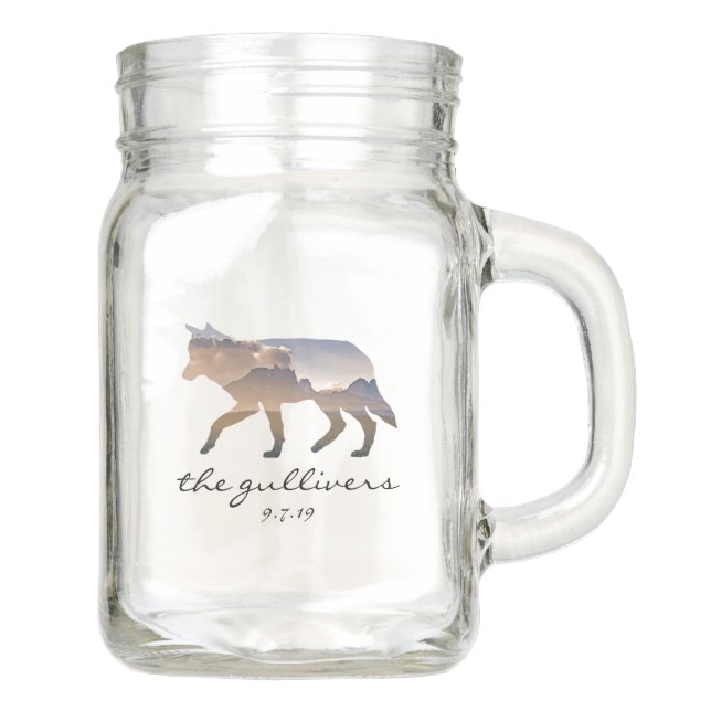 Bocal Mason Lunettes de toilette Russe Mariage Wolf (Devant)