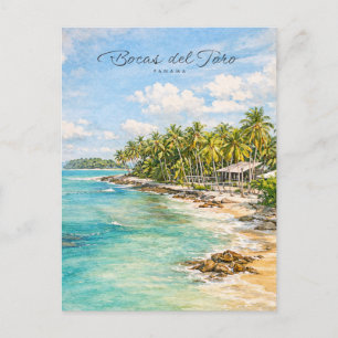 Bocas del Toro Panama Strand Aquarell Ökotourismus Feiertagspostkarte