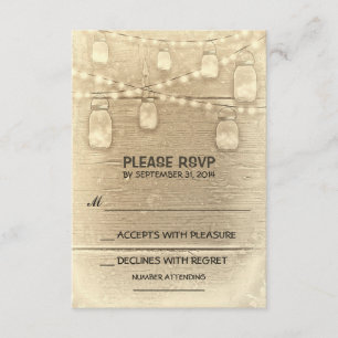 bocaux de maçon rustique et cartes RSVP de mariage