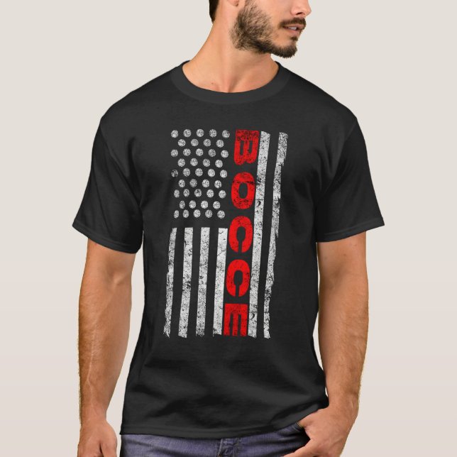 Bocce Ball Player USA Flag Patriotic 1 T-Shirt (Vorderseite)