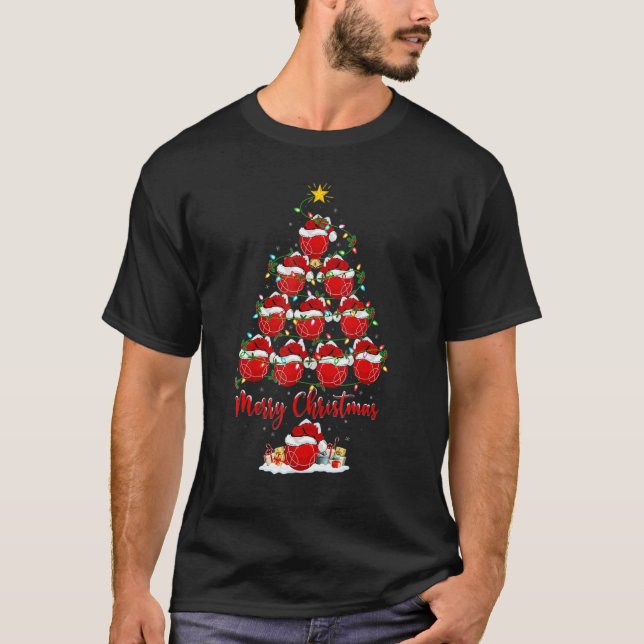 Bocce Ball Xmas Lights Bocce Weihnachtsbaum T-Shirt (Vorderseite)