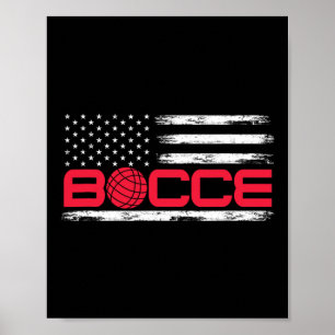 Bocce Byll Amerikanische USA-Flagge Bocci-Spieler Poster
