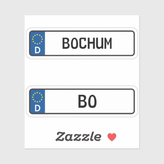 Bochum kennzeichen, deutsches Kennzeichen für Kraf Aufkleber (Blatt)
