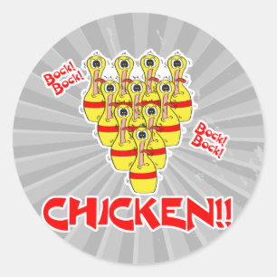 Bock Bock Huhn lustig ängstlich Bowling Kegel Runder Aufkleber
