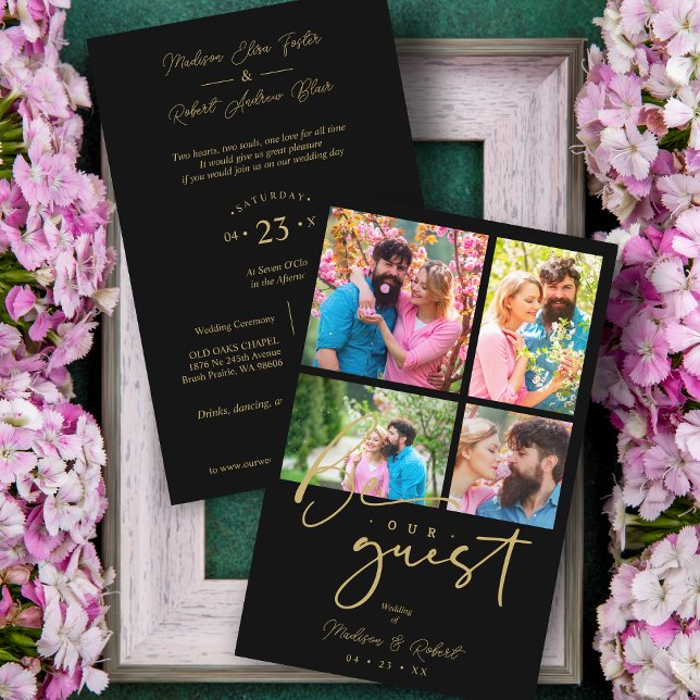 Boda de Collage Budget Black Trendy 4 Fotos (Von Creator hochgeladen)