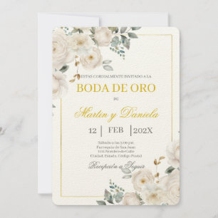 Boda de oro con flor blanca einladung