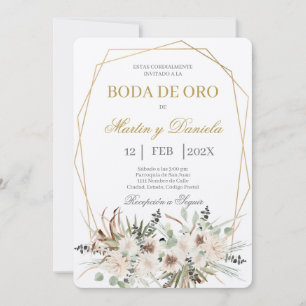 Boda de oro con flor blanca einladung