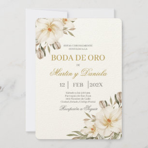 Boda de oro con flor blanca einladung