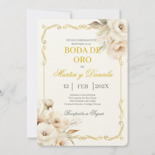 Boda de oro con flor blanca einladung