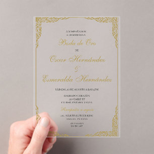 Boda de oro elegante acryleinladungen