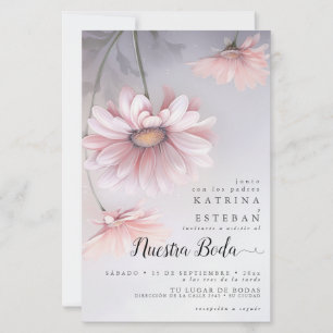 Boda en margaritas rosas pálidas españolas