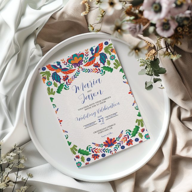 Boda Wedding in Mexiko Einladung (Mexican Colorful Botanical Aesthetic Boda Wedding Invitation)